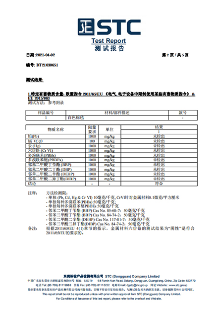 棉氈限定物質測試報告